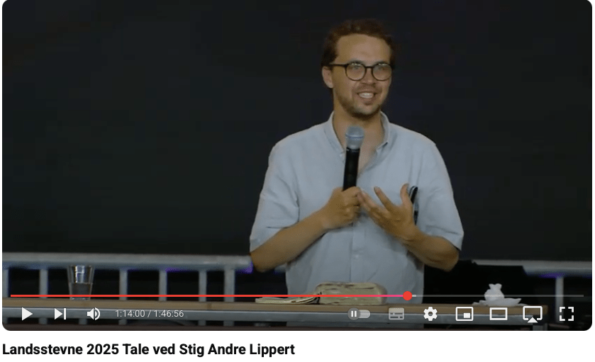 2025.07.11. Fredag, Kl 16. Maranata Landsstemne 2025. Tale ved Stig Andre Lippert. Kristus er Guds Lam som bar verda si synd. Han er også øvstepresten som bar det fram som eit syndeoffer og er med det øvsteprest til evig&nbsp;tid.